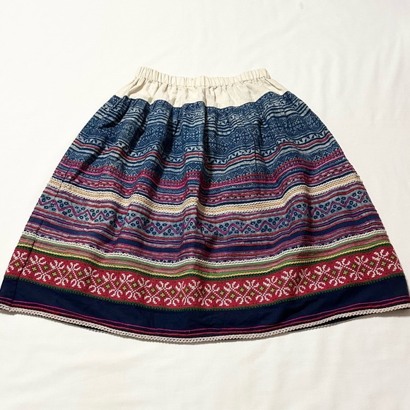 Lucky Brand Colorful Ethnic Hmong Style Boho Folk Skirt with Elastic Waist - S - Picture 2 of 15